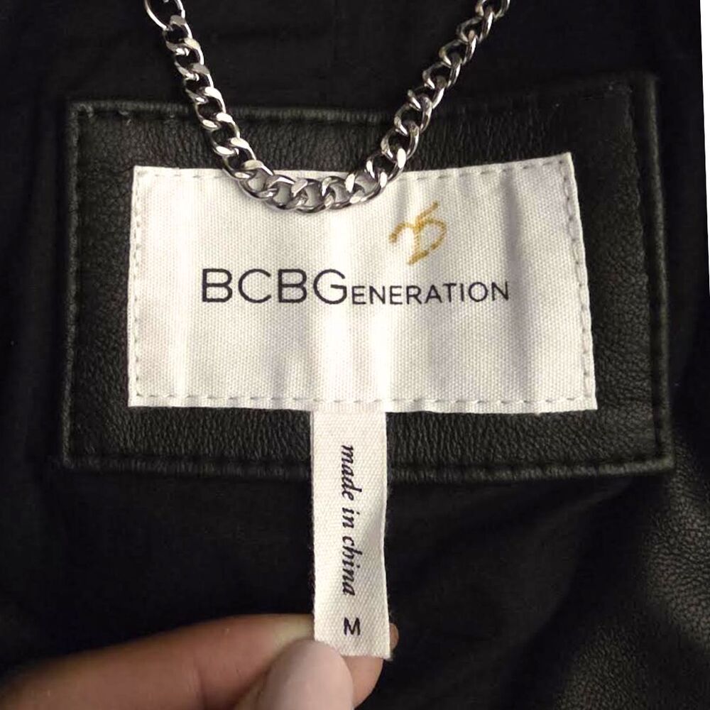 BCBG Generation Lamb Leather Moto Jacket Black Size M Zip Biker Chic NWOT - Picture 6 of 16